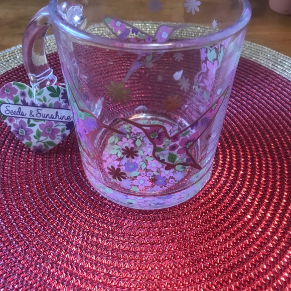 Floral Hummingbird Glass Mug - Picture 4 of 11